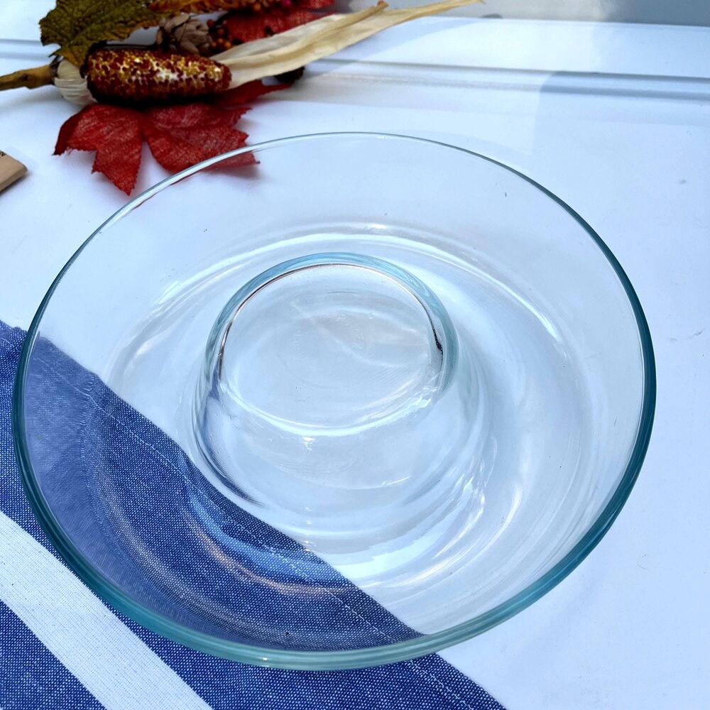 Vintage Pyrex France 9" Corning Clear Glass Jello Mold Ring Bundt Pan